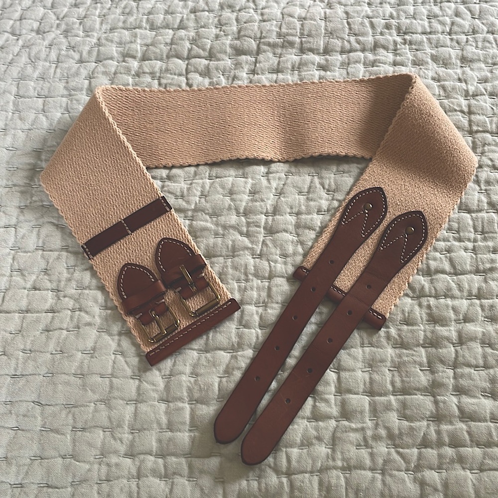 J. Crew Cotton and Leather Belt with Buckles - Small